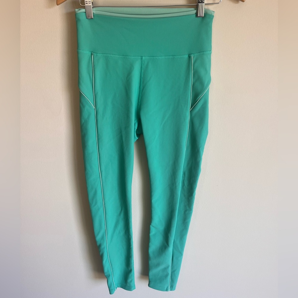 WILO The Label Women's Outline Ribbed Leggings in Sea Green Size Large (L)